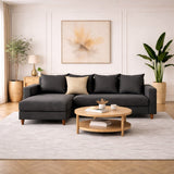 Slaapbank antraciet stof -  hoekbank - compact 215 x 150 cm - Links - Aydam