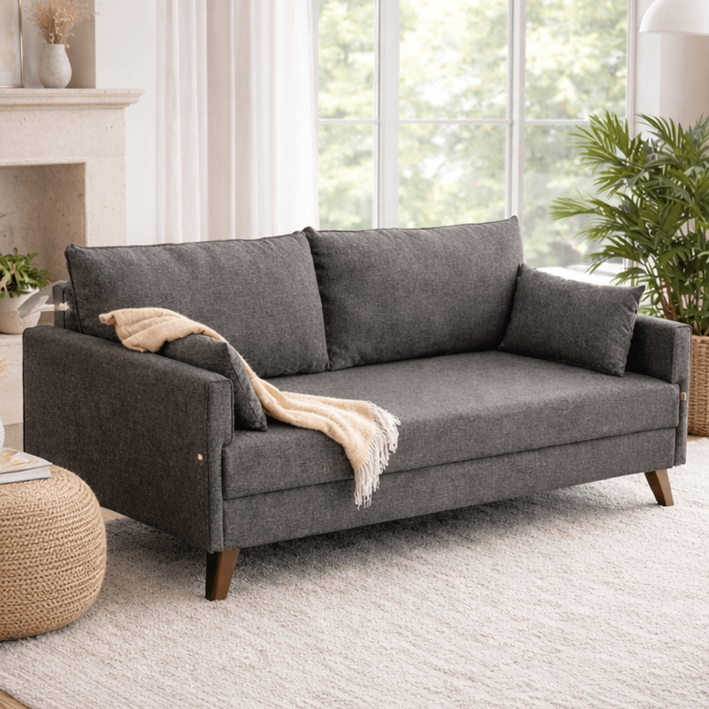 Banken - Slaapbank antraciet stof 3 - zits - Bella - Dimehouse