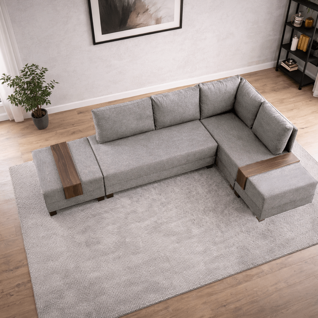 Slaapbank champagne stof - XXL 280 x 210 - Rechts - Fly