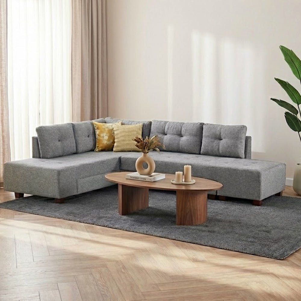Banken - Slaapbank grijs stof - XL 280x206 cm - met wielen - Links - Manama - Dimehouse