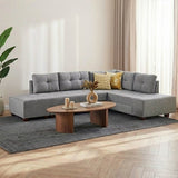 Slaapbank grijs stof - tweepersoons -  XL 280x206 cm - met wielen - Rechts - Manama