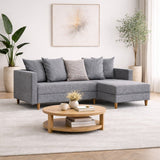 Banken - Slaapbank grijs stof - hoekbank - compact 215 x 150 cm - Rechts - Aydam - Dimehouse