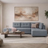 Slaapbank lichtblauw stof -  XL 280x206 cm - met wielen - Rechts - Manama