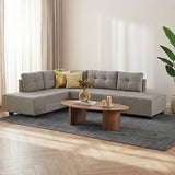 Slaapbank taupe stof - tweepersoons -  XL 280x206 cm - met wielen - Links - Manama