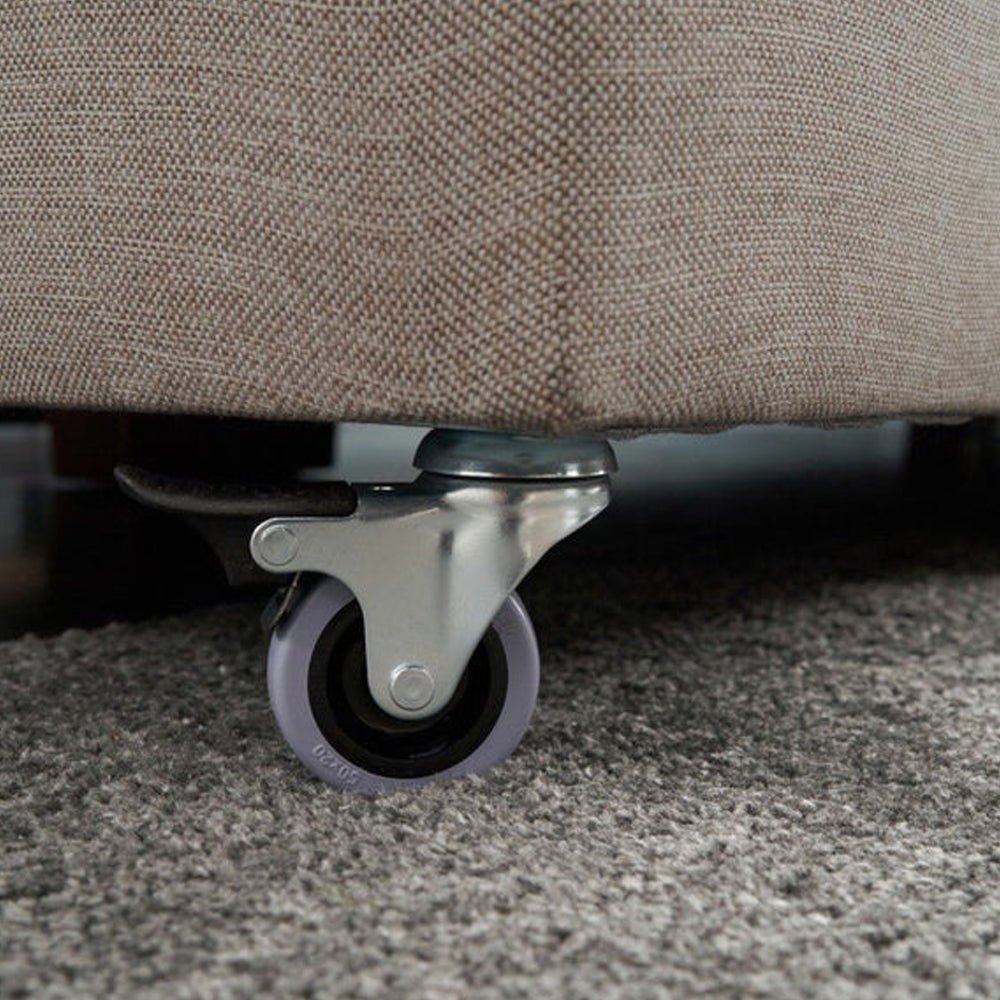 Slaapbank taupe stof - tweepersoons -  XL 280x206 cm - met wielen - Links - Manama