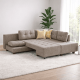 Banken - Slaapbank taupe stof - XL 280x206 cm - met wielen - Rechts - Manama - Dimehouse