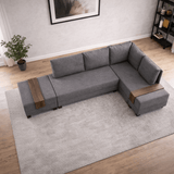 Banken - Slaapbank taupe stof - XXL 280 x 210 - Rechts - Fly - Dimehouse