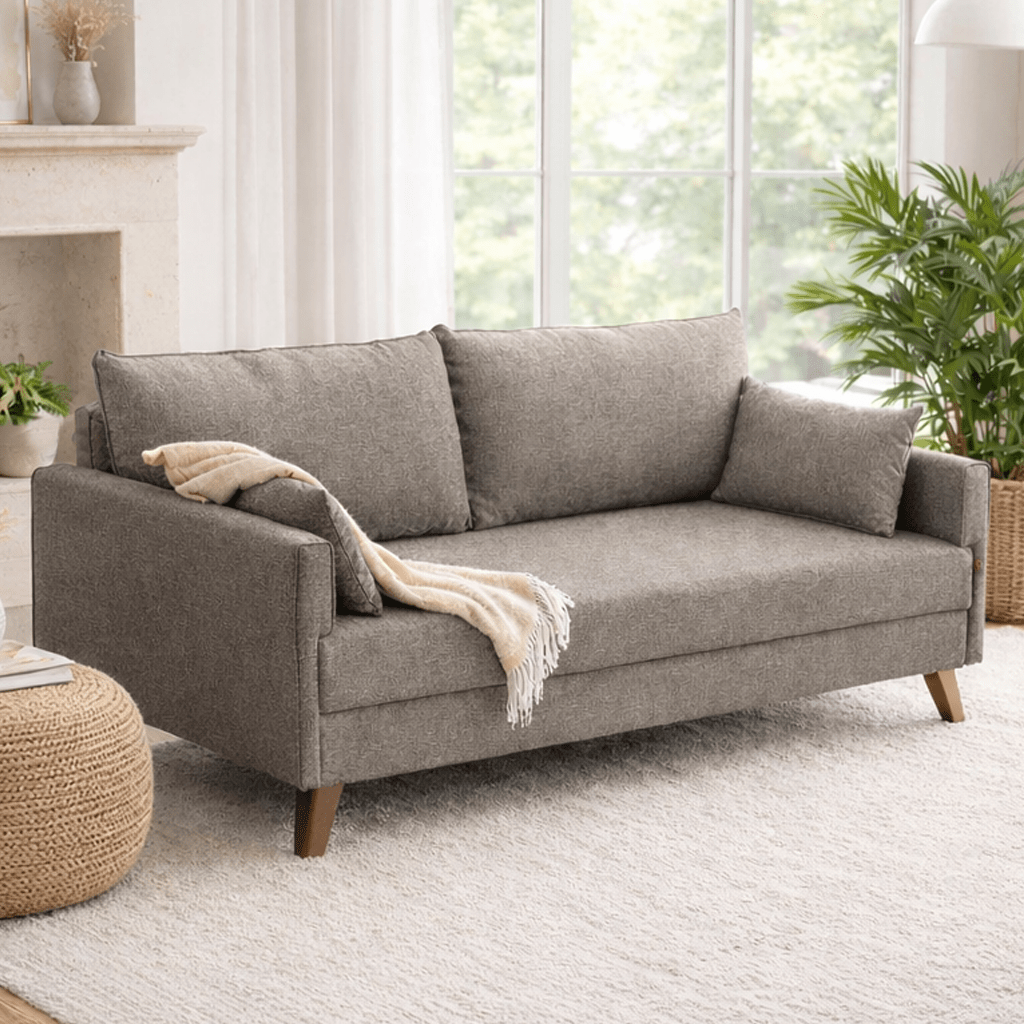 Banken - Slaapbank taupe stof 3 - zits - Bella - Dimehouse