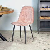 Set van 4 Scandinavische Eetkamerstoelen Oud Roze Chenille Stof Swift - Zonder Armleuningen