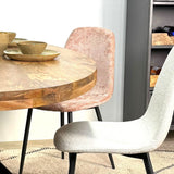 Set van 4 Scandinavische Eetkamerstoelen Oud Roze Chenille Stof Swift - Zonder Armleuningen