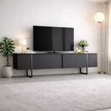 TV Meubels - TV Meubel Antraciet Luxe 180x50x30 - Zilver Frame - Dimehouse