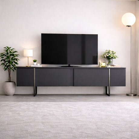 TV Meubel Antraciet Luxe 180x50x30 - Zilver Frame
