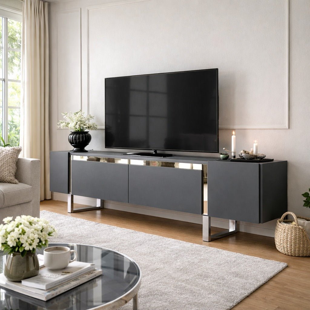 Tv-meubel TRAINING 4 deuren 192 cm grijs