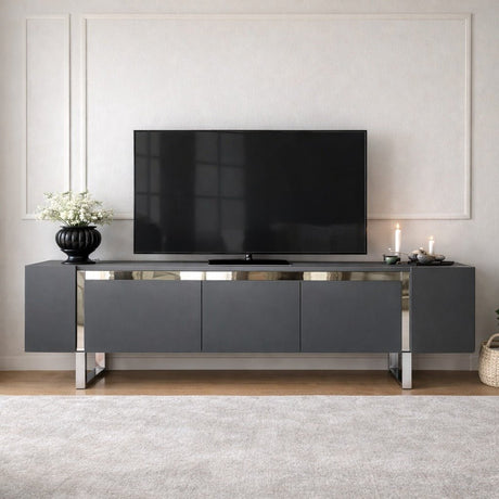 TV Meubel Antraciet Yildiz 180x50x30 - Zilver Frame