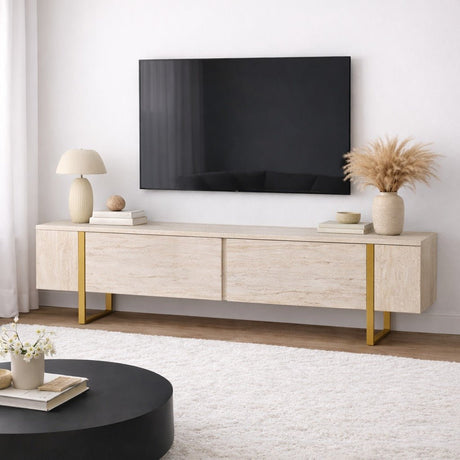 TV Meubel Beige Melamine Fouden Frame Blitz 50x180x29,5 cm