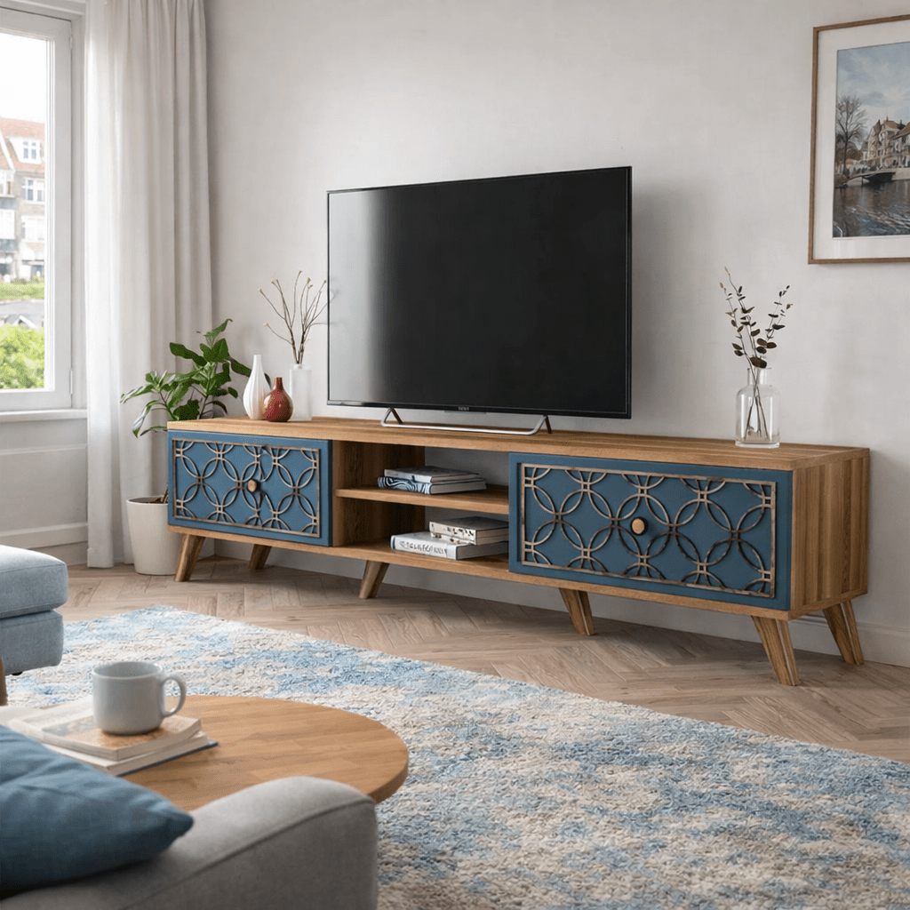 TV Meubels - TV Meubel Class Walnoot Chalcedoon Melamine 180x44x35 cm - Dimehouse