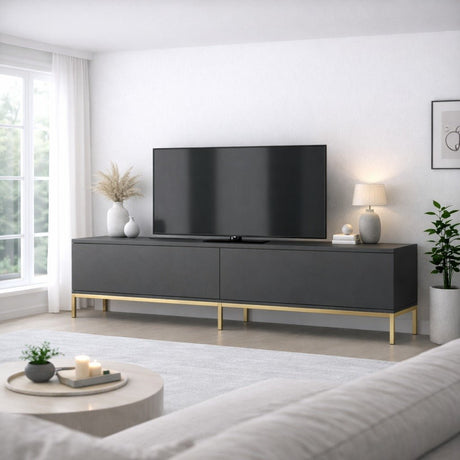 TV Meubel Lord Antraciet Goud Melamine 180x47x30 cm