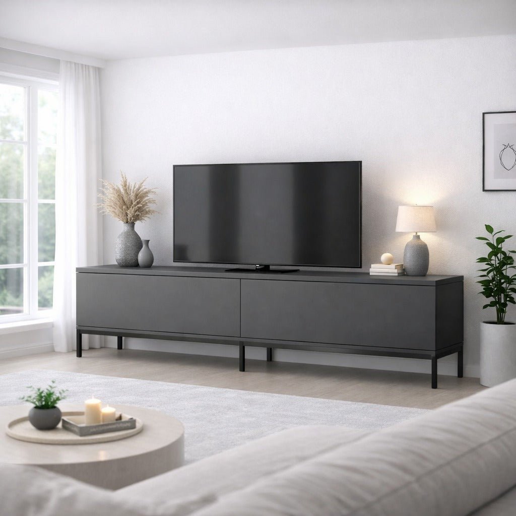 TV Meubel Lord Antraciet Zwart Melamine 180x47x30 cm