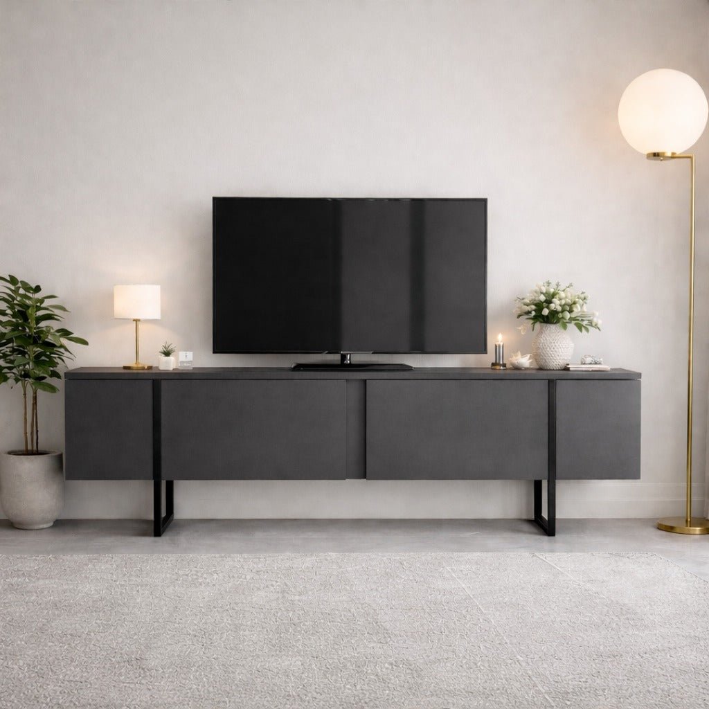 TV Meubel Luxe Antraciet Zwart Melamine 180x50x30 cm