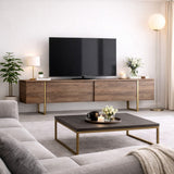 TV Meubels - TV Meubel Luxe Walnoot Goud Melamine 180x50x30 cm - Dimehouse