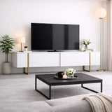 TV Meubel Luxe Wit Goud Melamine 180x50x30 cm