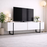 TV Meubel Luxe Wit Zwart Melamine 180x50x30 cm