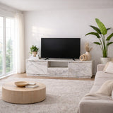 TV Meubel Marmer Melamine - drie kastjes - 160x42x29,5 cm - Flare