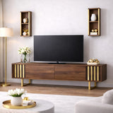 TV Meubel Set Gold Line Walnoot Zwart Melamine 180x48x30 cm