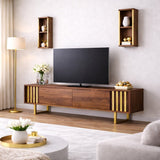 TV Meubel Set Gold Line Walnoot Zwart Melamine 180x48x30 cm