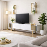 TV Meubel Set Gold Line Wit Zwart Melamine 180x48x30 cm