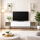 TV Meubel Set Gold Line Wit Zwart Melamine 180x48x30 cm