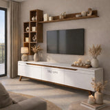 TV Meubel Set Iona Wit Donker Walnoot Melamine 180x48,6x35 cm