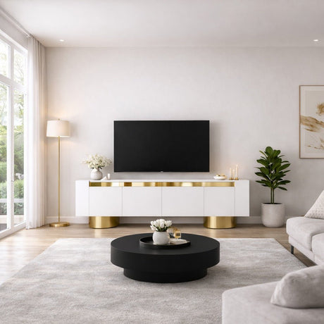 TV Meubel Wit Bohem 180x50x30 - Gouden Frame