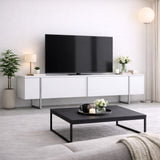 TV Meubel Wit Luxe 180x50x30 - Zilver Frame
