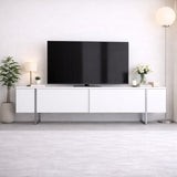 TV Meubel Wit Luxe 180x50x30 - Zilver Frame