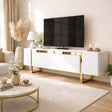 TV Meubels - TV Meubel Wit Yildiz 180x50x30 - Gouden Frame - Dimehouse