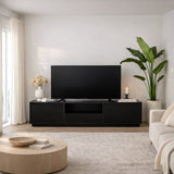 TV Meubel Zwart Melamine - drie kastjes - 160x42x29,5 cm - Flare