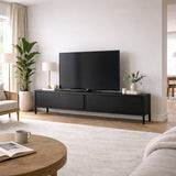 TV Meubel Zwart Melamine zwart frame 180x50x29,5 cm - Blitz