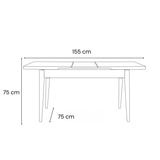 Uitschuifbare eettafel Dennen Melamine - 120 tot 155 cm - inclusief bankjes - Santo