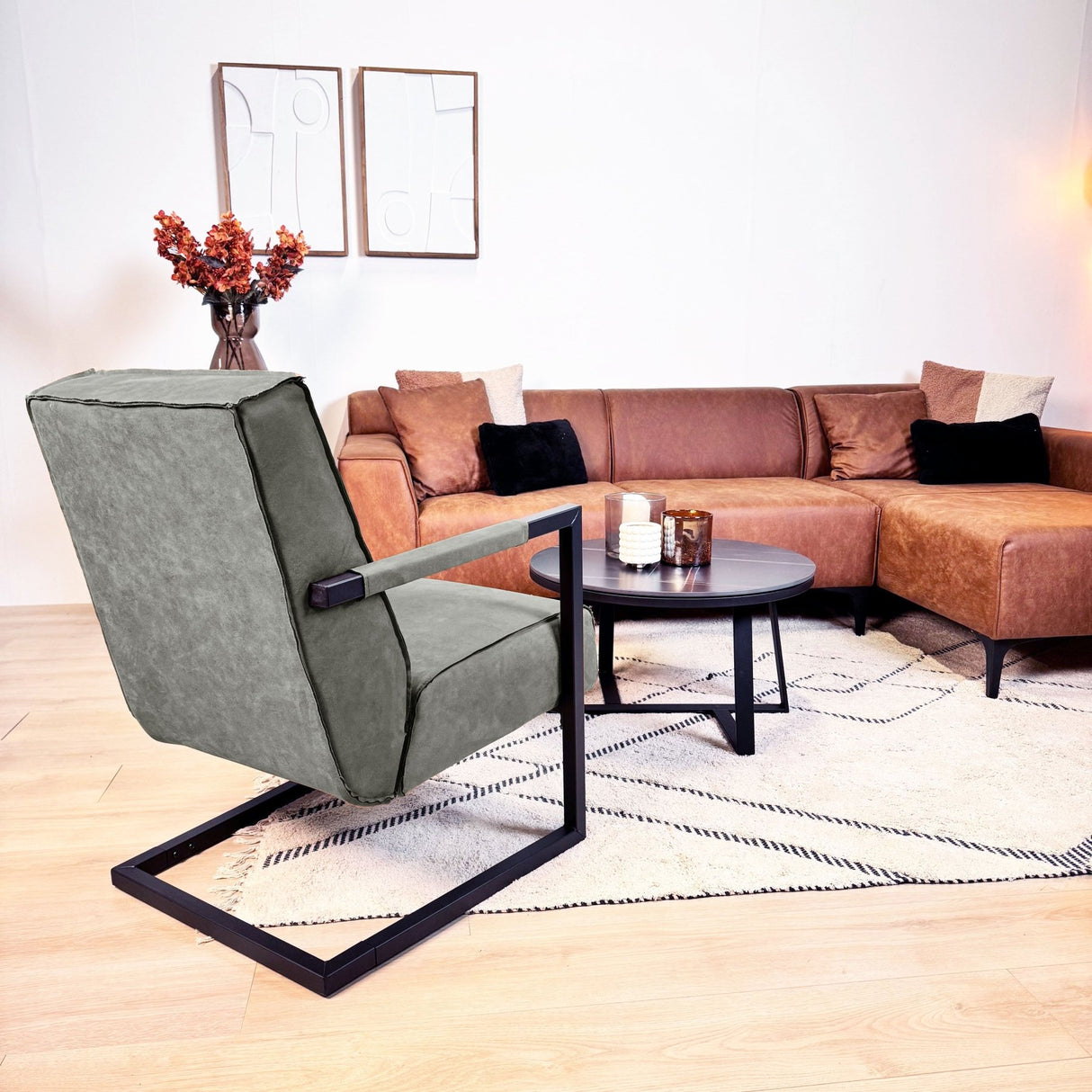 Industriële fauteuil groen eco-leer Tiger