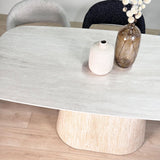 Sintered Stone Marmerlook Travertine Eettafel Lea 180x90 cm - Deens Ovaal