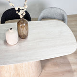 Sintered Stone Marmerlook Travertine Eettafel Lea 180x90 cm - Deens Ovaal