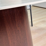 Complete Meubelset: Lea Eettafel Sintered Stone Marmerlook Travertine - Walnoot Frame + 4x Lisa Eetkamerstoelen Bouclé Zwart