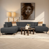 Moderne U-Bank hoekbank Antraciet Stof Aniko links 310x197x78 cm