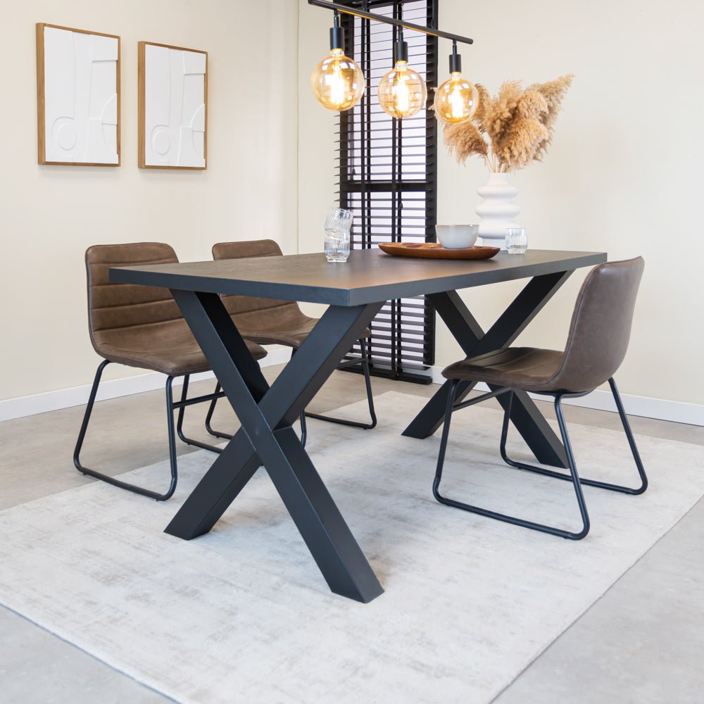 Dining table Lenzo black x-leg black