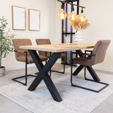 Dining table Lenzo rustic oak x-leg black