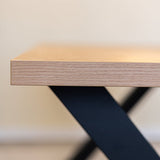 Table à manger Lenzo Rustic Oak X-leg noir