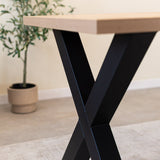 Dining table Lenzo rustic oak x-leg black