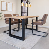 Dining table Lenzo Rustic oak u-leg black