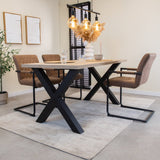 Dining table Lenzo Robson oak x-leg black